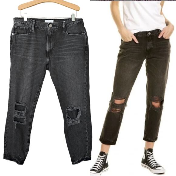 FRAME Denim Le Garcon Wilkinson Destruct Crop Jean Size 27 - Picture 1 of 11